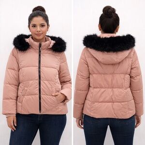Canada Altitude NWT Pink Puffer Jacket Detachable Hood Faux Fur Trim Size Large